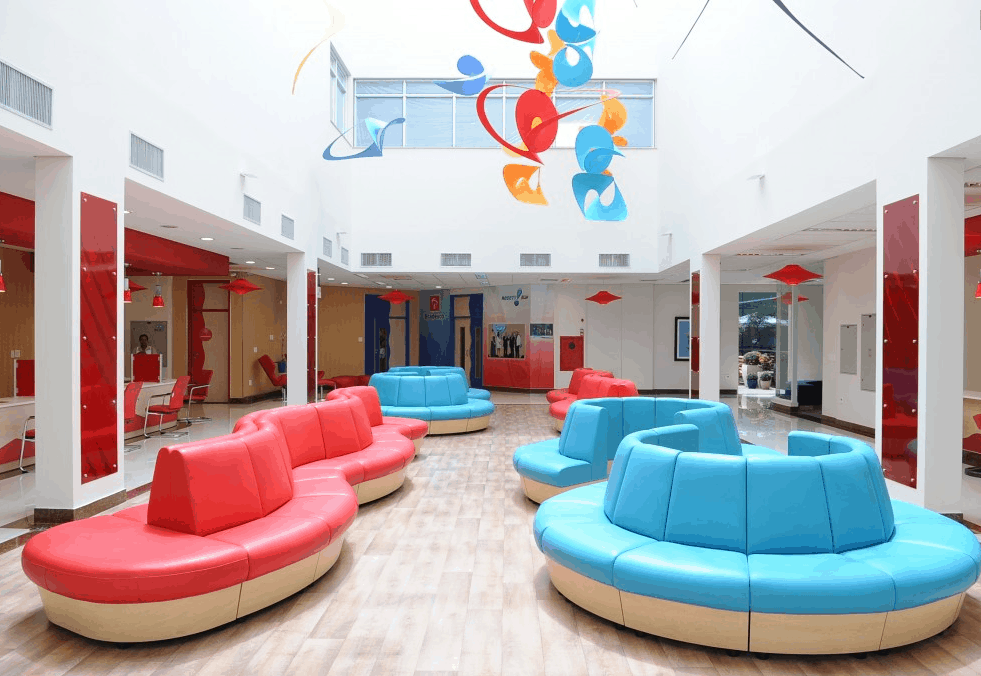 Children’s Hospital de Cancer de Barretos designed by Marie Wikoff.  Marie sets an example of how color Colors can be incorporated into healthcare design to help instigate the healing process and create a more enjoyable experience.