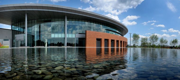 A reflecting pool sits outside the Ann B. Barshinger Cancer Institute at the Lancaster General Health Suburban Outpatient Pavilion. Photo provided by Richard Hertzler/Staff.