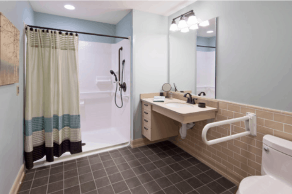 Resident bedrooms are provided with adjacent, private three-fixture bathrooms. Courtesy of: Sarah Mechling/Perkins Eastman
